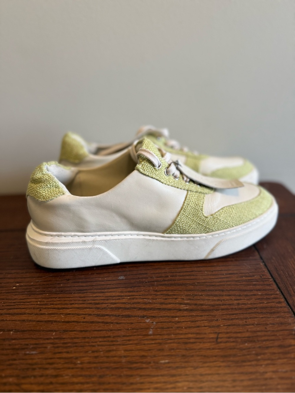 Rag & co Sneakers in Light Green fabric and White